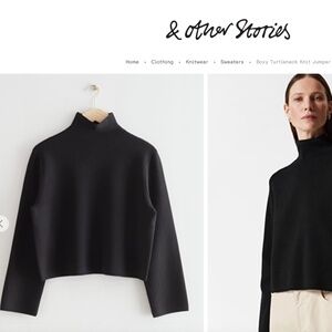 & other stories turtleneck knit sweater - black, size XS